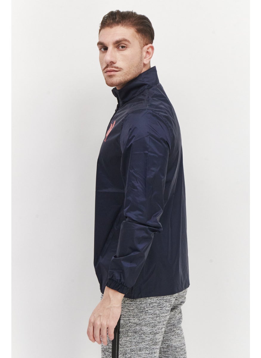 le coq sportif Men Sportswear Fit Brand Logo Training Jacket, Navy  - Image 3