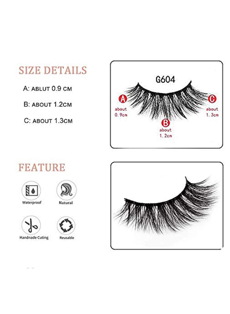Zikra False Eyelashes, 5 Pairs Strip Lashes Faux Mink False Lashes Long Thick Eyelashes for Makeup Eyelashes Extension, 3D Hand-made Natural Reusable Fake Eye Lashes with Tweezers - Image 3