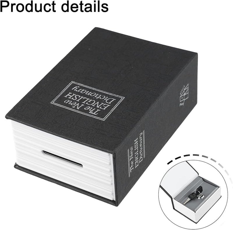 صندوق أمان للكتب بقفل مركب، تخزين آمن للمجوهرات والمفاتيح والنقود، باللون الأسود - Image 5