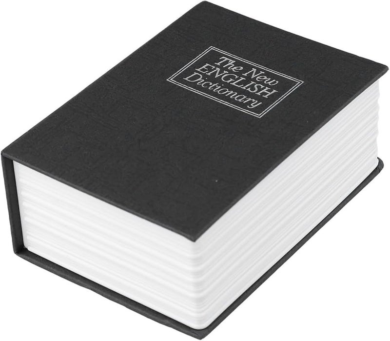 صندوق أمان للكتب بقفل مركب، تخزين آمن للمجوهرات والمفاتيح والنقود، باللون الأسود - Image 3