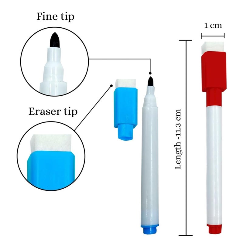 Natkam Whiteboard Marker With Eraser Cap | Refillable Black Color Marker Pens | Easily Erasable Ink | Perfect For Writing on White Board Premium Writing Supplies (Pack of 10) (Black Ink) - Image 3
