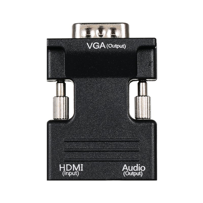 HDMI VGA Adapter Black 1920*1080 High Resolution - 3.5mm Audio Output Anti-Oxidation Interface Portable Video Converter for Office Conference Home Display Use - Image 2