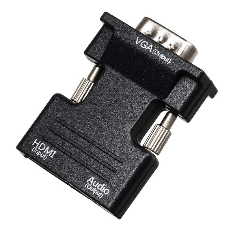 HDMI VGA Adapter Black 1920*1080 High Resolution - 3.5mm Audio Output Anti-Oxidation Interface Portable Video Converter for Office Conference Home Display Use - Image 4