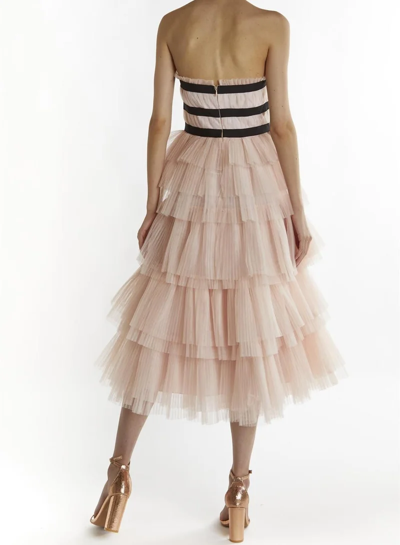 ترو ديكادينس Nude-Peach Brianna Bandeau-Pleated Midi-Dress