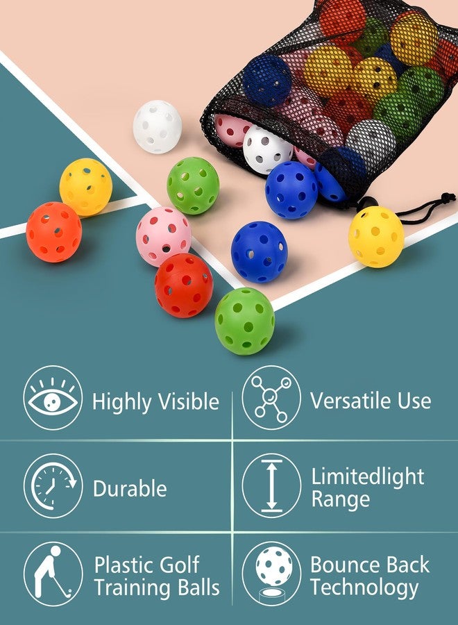 CasCartCade 35 Pack Practice Golf Balls Limited Flight Plastic Golf Balls 42mm Practice Golf Balls for Backyard Golf Training Balls for Swing Practice, Airflow Hollow (Multiple Colors) (Multiple) - Image 3