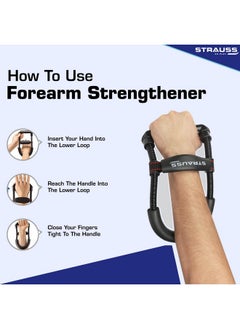 STRAUSS Wrist/Forearm Strengthener |Improves Grip Strength |Arm Exercise Equipment For Forearm Workout |Adjustable Resistance |Hand And Wrist Strength Trainer|Ideal For Athletes And Musicians, (Black)  - Image 5