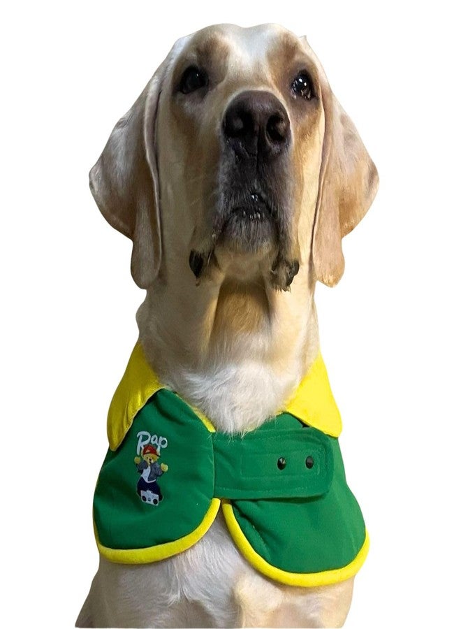 Lulala Pet Dog Cape Collar - Stylish Green & Yellow Neckwear with Rap Bear Print | Soft Hosiery Fabric, Velcro Closure | Comfortable & Cute Accessory for Medium & Large Dogs (Large) - Image 1