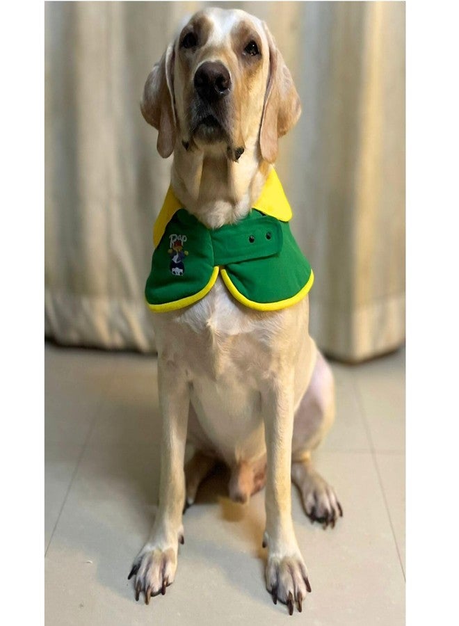 Lulala Pet Dog Cape Collar - Stylish Green & Yellow Neckwear with Rap Bear Print | Soft Hosiery Fabric, Velcro Closure | Comfortable & Cute Accessory for Medium & Large Dogs (Large) - Image 5