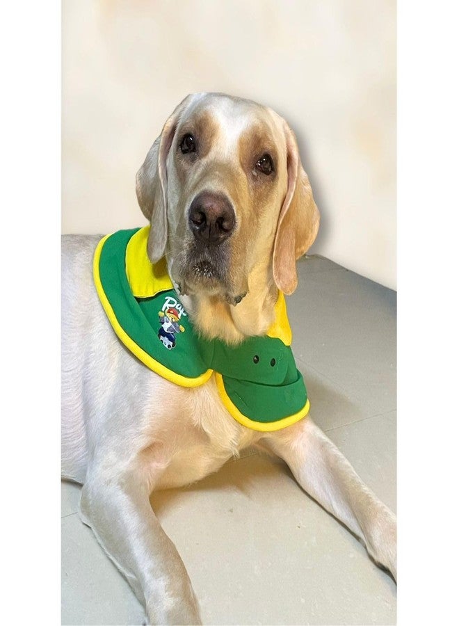 Lulala Pet Dog Cape Collar - Stylish Green & Yellow Neckwear with Rap Bear Print | Soft Hosiery Fabric, Velcro Closure | Comfortable & Cute Accessory for Medium & Large Dogs (Large) - Image 3