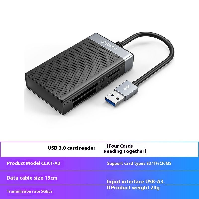USB 3.0 Card Reader: 5Gbps High-Speed Transfer - 4-In-One Multi-Card Simultaneous Reading Aluminum Alloy Card Reader for Camera Computer Mobile Phone Data Backup - Image 2