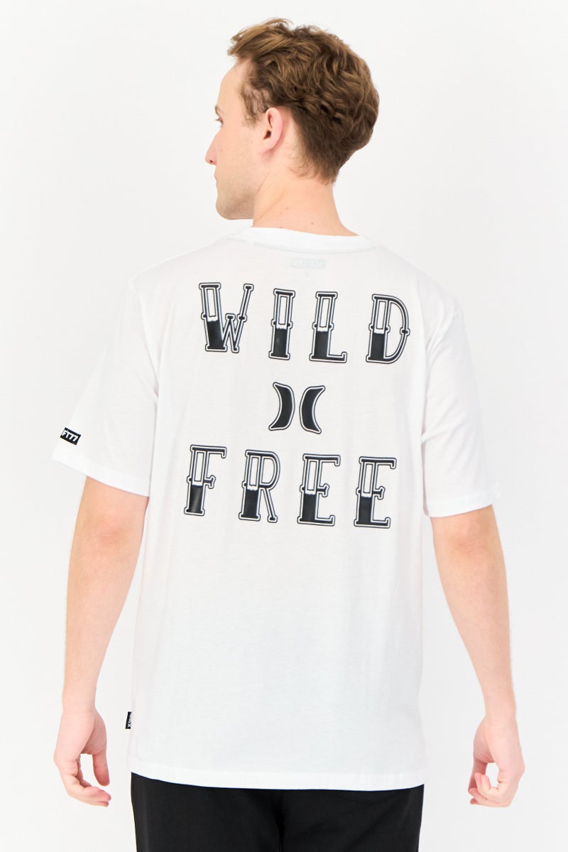 Hurley Men Sportswear Fit Short Sleeves Outdoor T-shirt, White  - Image 3