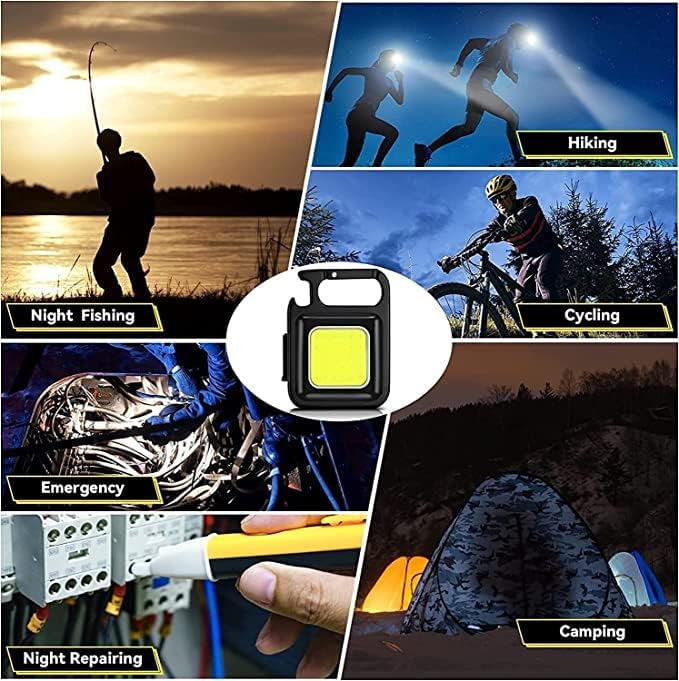 SHOPELLA Keychain Led Light with Bottle Opener Magnetic Base and Folding Bracket Mini COB 1000 Lumens Rechargeable Emergency Light for Fishin - Image 4