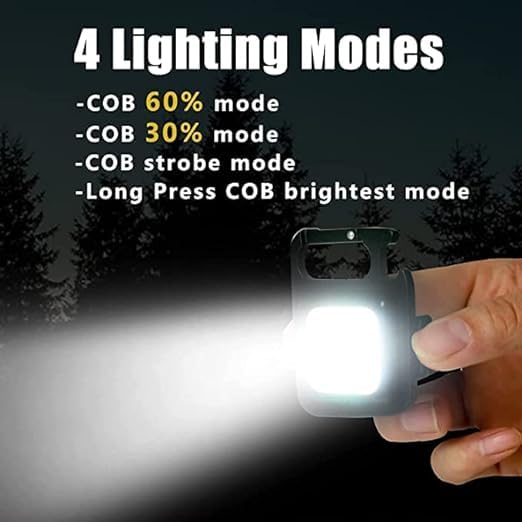 SHOPELLA Keychain Led Light with Bottle Opener Magnetic Base and Folding Bracket Mini COB 1000 Lumens Rechargeable Emergency Light for Fishin - Image 5