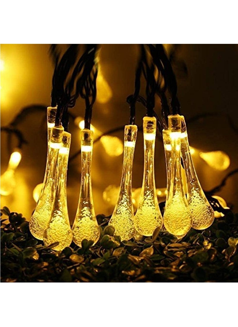 PAMEER Water Droplet Bulbs String Light 3mtr 20 LED Warm White Battery Powered LEDs Strip Lights for Christmas EID Ramadan Birthday Wedding Party Indoor Outdoor Home Decoration Lights Waterproof LED String  - Image 1