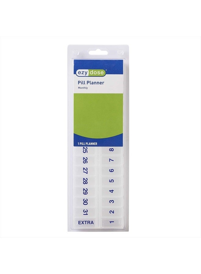 Ezy Dose (28-Day) Pill, Medicine, Vitamin Organizer Box | Monthly, Daily Planner | Extra Storage Compartments | Transparent Lids - Image 1