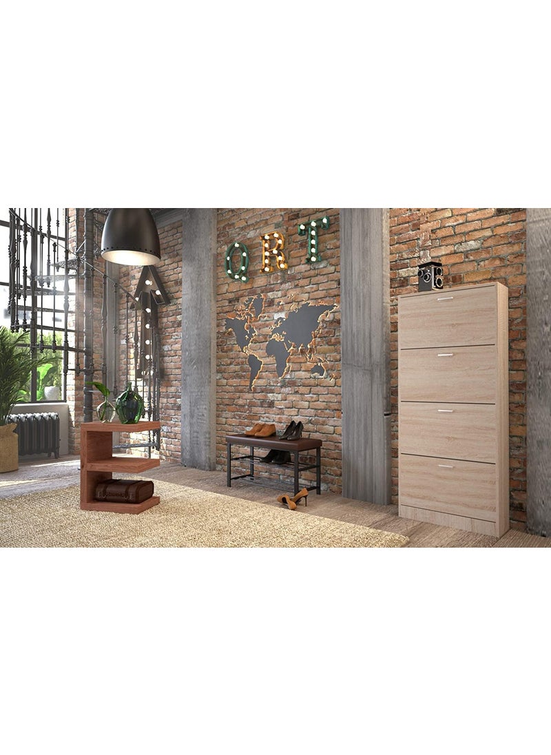Generic Indian Decor XL48318 49 x 81 x 32 cm Open Shoe Shelves Padded Seat wFaux Leather Cover for 68 Pairs Backless Brown Cushion 32x80x45 cm  - Image 2