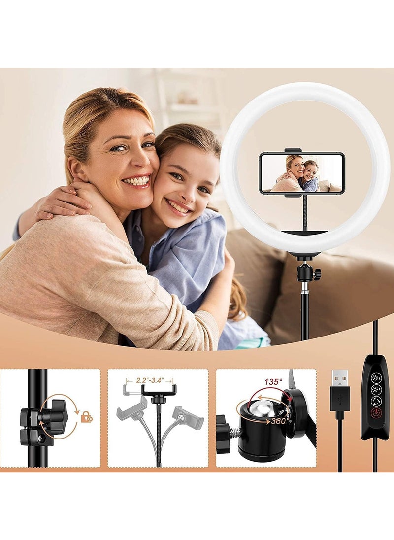 TDOO TDOO 12 inch Ring Light with Floor Tripod and Desk Stand (Ring light Kit Totally 74" Tall), LED Circle Light with Phone Holder, for Photo Selfie, Video Recording, Zoom Meeting  - Image 3