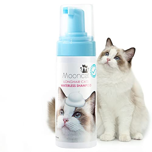 Mooncat Waterless Cat Shampoo for Longhair Cats | Licking Safe No-Rinse Dry Foam Bath for Detangling Matted Fur | Gentle Formula for Kittens & Sensitive Skin, pH Balanced - 5oz - Image 1