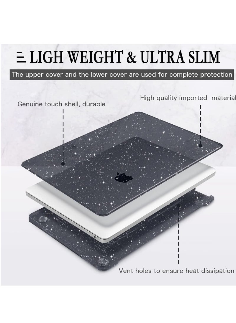 Generic - Glitter Case for MacBook Air 15 inch Case 2023 Released A2941 with M2 Chip and 2024 Release A3114 with M3 Chip, Laptop Hard Shell Cases &Keyboard Cover for 15 inch MacBook Air Case, Sparkly  Black - Image 1