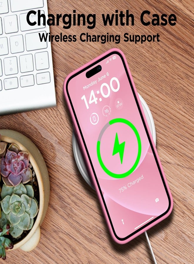 جراب COFFKER مصمم خصيصًا لهاتف iPhone 14 Pro Max، جراب سيليكون سائل [2 واقي شاشة]، جراب هاتف نحيف مقاوم للصدمات مع بطانة ناعمة من الألياف الدقيقة المضادة للخدش، 6.7 بوصة، وردي فاتح - Image 5