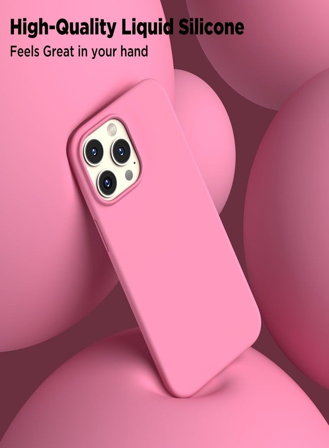 جراب COFFKER مصمم خصيصًا لهاتف iPhone 14 Pro Max، جراب سيليكون سائل [2 واقي شاشة]، جراب هاتف نحيف مقاوم للصدمات مع بطانة ناعمة من الألياف الدقيقة المضادة للخدش، 6.7 بوصة، وردي فاتح - Image 4