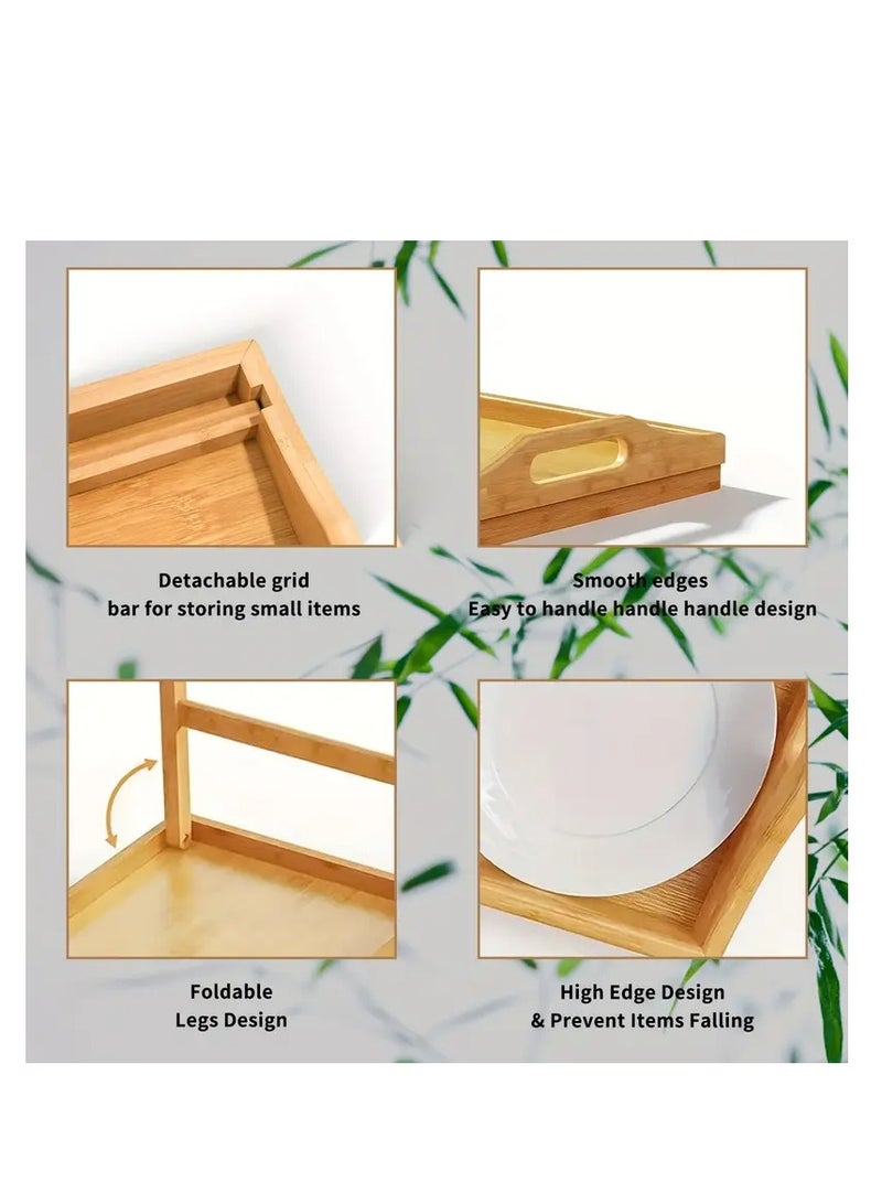 Folding bed leg tray table with handle, sofa dining and breakfast tray, multifunctional tray table, suitable for camping, dormitory, family sofa, bed, catering and work  - Image 5