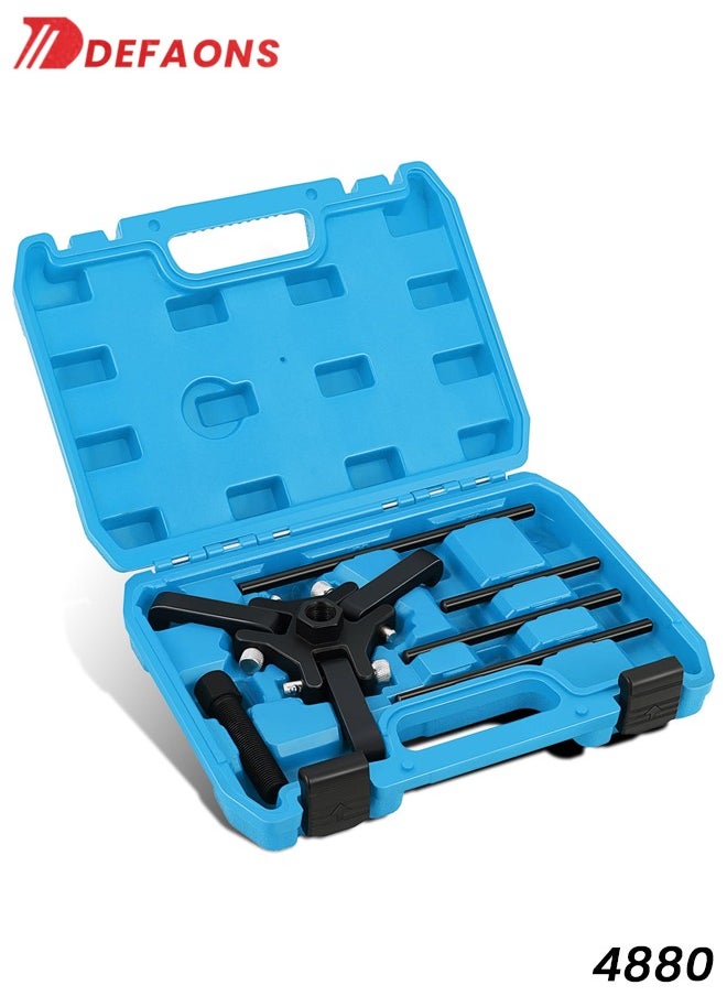DEFAONS DEFAONS 6PCS Harmonic Balancer Pulley Puller Kit 4880 Heavy-Duty Universal Pulley Removal Tool Set with Spring-Loaded Legs, Adjustable Arms, Extension Rods, Pressure Screw, and Durable Storage Case  - Image 1