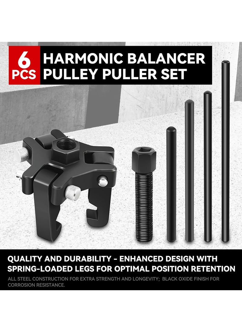 DEFAONS DEFAONS 6PCS Harmonic Balancer Pulley Puller Kit 4880 Heavy-Duty Universal Pulley Removal Tool Set with Spring-Loaded Legs, Adjustable Arms, Extension Rods, Pressure Screw, and Durable Storage Case  - Image 4