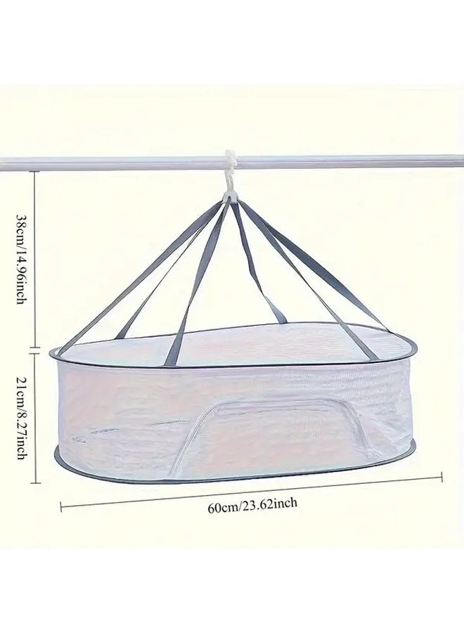 Foldable Hanging Drying Rack With Zipper Multi Purpose Outdoor Net For Herbs Fruits Vegetables - Image 4