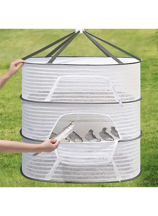 Foldable Hanging Drying Rack With Zipper Multi Purpose Outdoor Net For Herbs Fruits Vegetables - Image 3