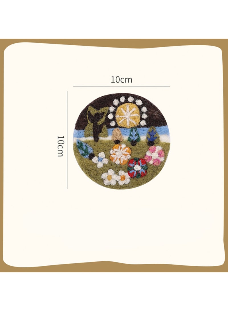 Handmade Wool Felt Beverage Coasters Forest Design Office Home Desktop Decoration - Image 2