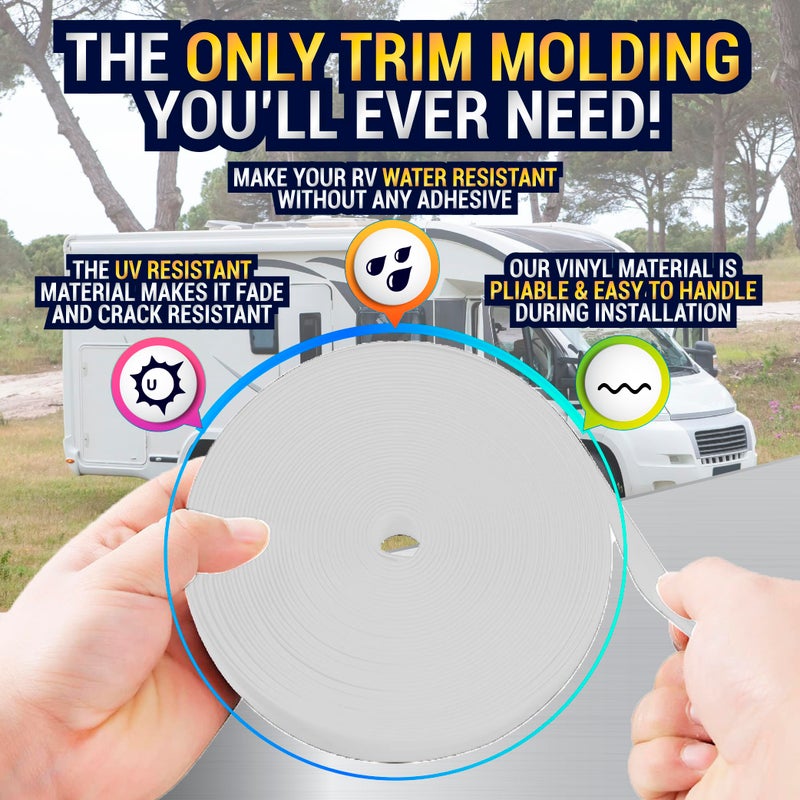 LATCH.IT 1-inch RV Trim Molding Insert White | 100-Foot RV Weather Stripping Exterior | Camper Trim Molding Exterior | UV-Resistant & Flexible RV Weather Stripping Exterior DIYers! - Image 4