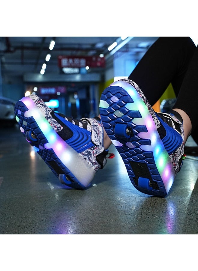 NIBEMINENT Kids Roller Skates Shoes 4 Wheels Roller Shoes Boys Girls Wheel Shoes Roller Sneakers Shoes for Beginner More Balanced  - Image 2