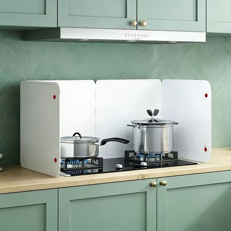 4 Fold Stainless Steel Stove Splatter Guard High Temperature Resistant Easy Clean Oil Splash Prevention Panel - Image 1