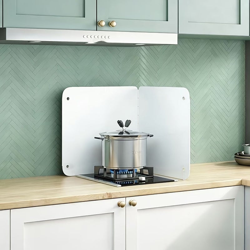 4 Fold Stainless Steel Stove Splatter Guard High Temperature Resistant Easy Clean Oil Splash Prevention Panel - Image 4