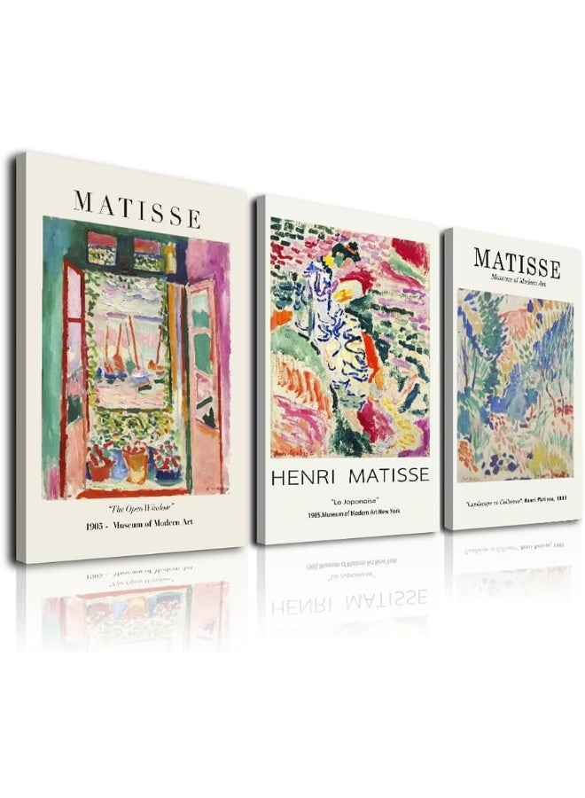 KBKBART Matisse Wall Art Framed, Set of 3 Matisse Poster for Aesthetic Room Decor, Abstract Henri Matisse Print Painting Framed Canvas Wall Art for Bedroom, Bathroom, Living Room Neutral Vintage Wall - Image 2