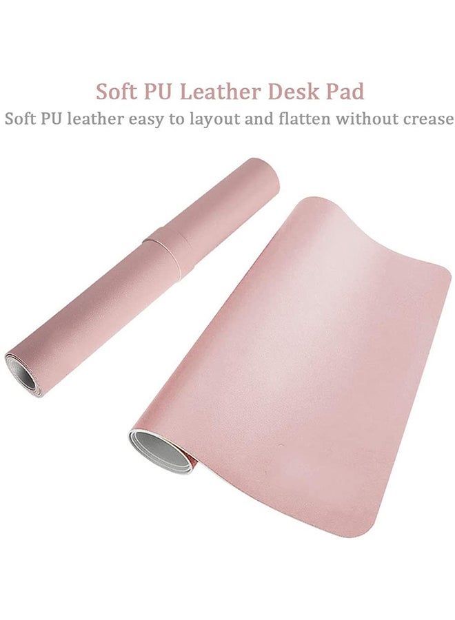 NIBEMINENT Non-Slip PU Leather Waterproof Desk Mouse Pad Protector Pink/White  - Image 3