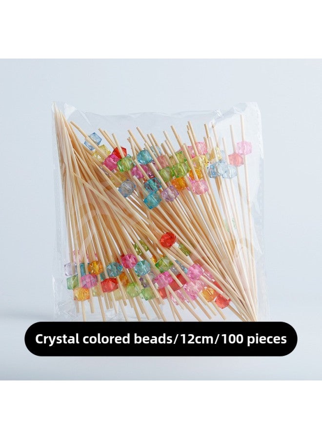 Disposable Fruit Fork Fruit Sticks Bamboo Sticks Flower Sticks Sugar-Coated Berry String Sticks Cocktail Sandwich Sticks Dessert Decoration-Color:Lemon Yellow Multicolor Crystal 100  - Image 1