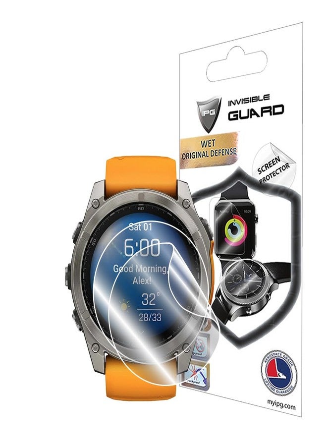 اي بس سي واقي شاشة هيدروجيل من IPG لساعة Garmin Fenix 8 - 51 مم AMOLED/Enduro 3 (عبوتان) - فيلم شفاف عالي الدقة غير مرئي، مقاوم للخدش، ذاتي الإصلاح/خالي من الفقاعات، مناسب لساعة Enduro3 - Image 1