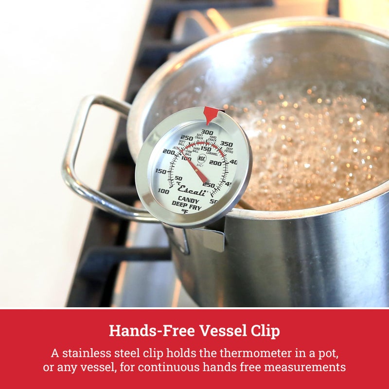 إسكالي Escali Ahc1 الفولاذ المقاوم للصدأ للقلي العميق وميزان حرارة الحلوى مع مشبك وعاء، مسبار 5 بوصة مع مناطق درجة حرارة الحلوى معتمدة من Nsf - Image 3