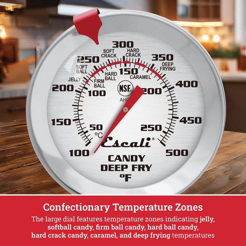 إسكالي Escali Ahc1 الفولاذ المقاوم للصدأ للقلي العميق وميزان حرارة الحلوى مع مشبك وعاء، مسبار 5 بوصة مع مناطق درجة حرارة الحلوى معتمدة من Nsf - Image 5