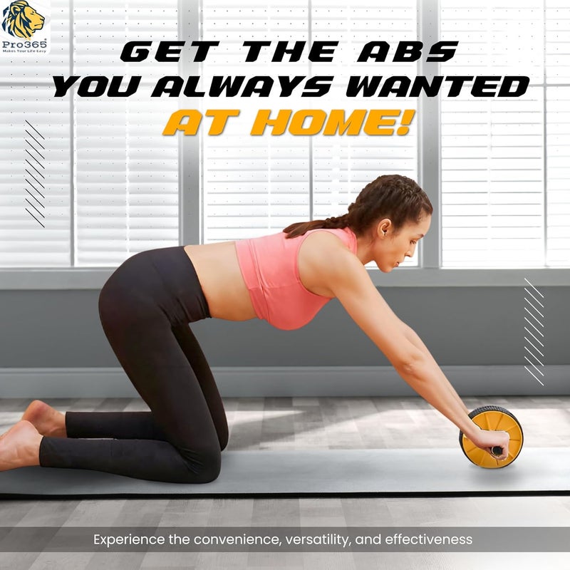 PRO365 Abs Roller | Ab Wheel With Anti Rust S.Steel Rod | Home Gym Equipment Abs Workouts 100 Kgs | Core Workouts | 6MM Safe Knee Mat | Lifetime Brand Warranty | - Image 5