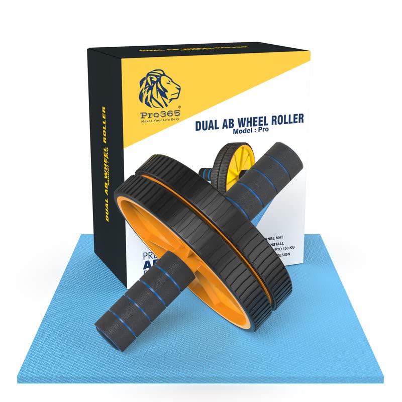 PRO365 Abs Roller | Ab Wheel With Anti Rust S.Steel Rod | Home Gym Equipment Abs Workouts 100 Kgs | Core Workouts | 6MM Safe Knee Mat | Lifetime Brand Warranty | - Image 1