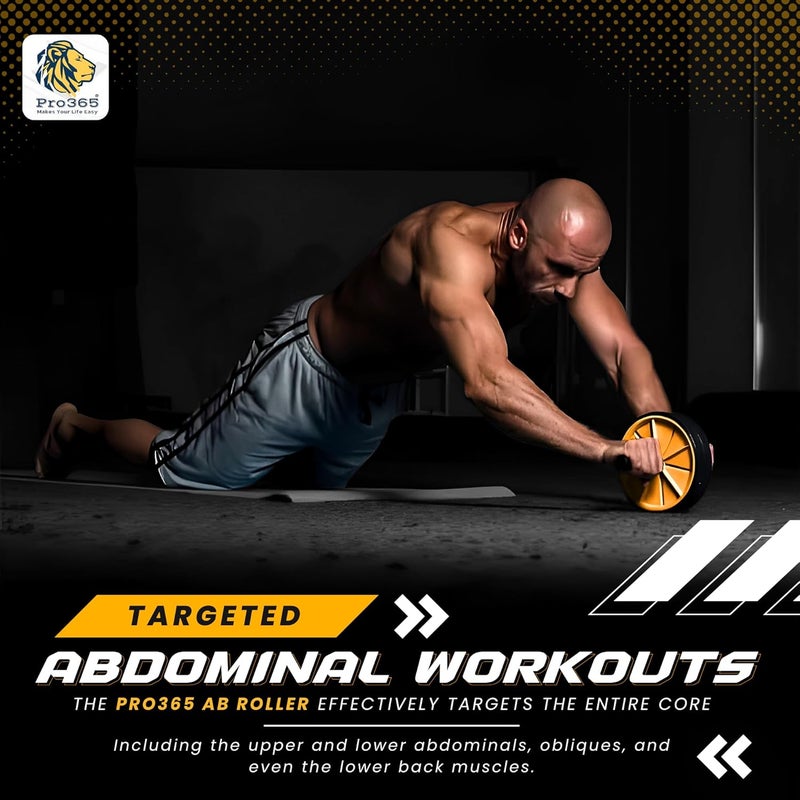 PRO365 Abs Roller | Ab Wheel With Anti Rust S.Steel Rod | Home Gym Equipment Abs Workouts 100 Kgs | Core Workouts | 6MM Safe Knee Mat | Lifetime Brand Warranty | - Image 3