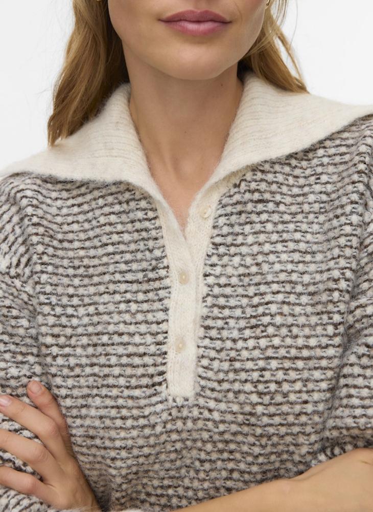فيرو مودا كنزة صوفية بأكمام طويلة وياقة - Image 3