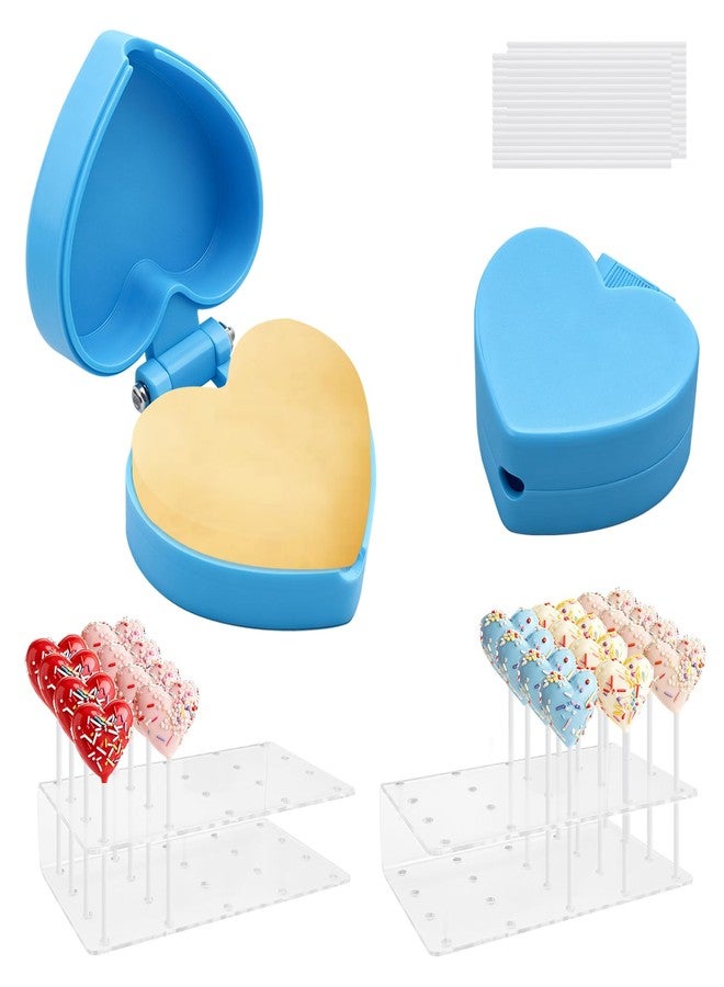 KCMOSGI 3-in-1 Heart-Shaped Cake Pop Mold and Decorating Tool Set, Including Clear Acrylic Display Stand, 3D printed heart-shaped cake pop cutter, Baking Accessories for Parties, Wedding, Valentine's Day - Image 1