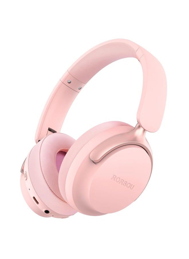 RORSOU B8 Bluetooth Headphones Over Ear, 6 EQ Music Modes and 50H Playtime Deep Bass Wireless Headphones with Mic, Lightweight Folding HiFi Stereo Headset for iPad/Travel/Tablet/PC/Home Pink - Image 1