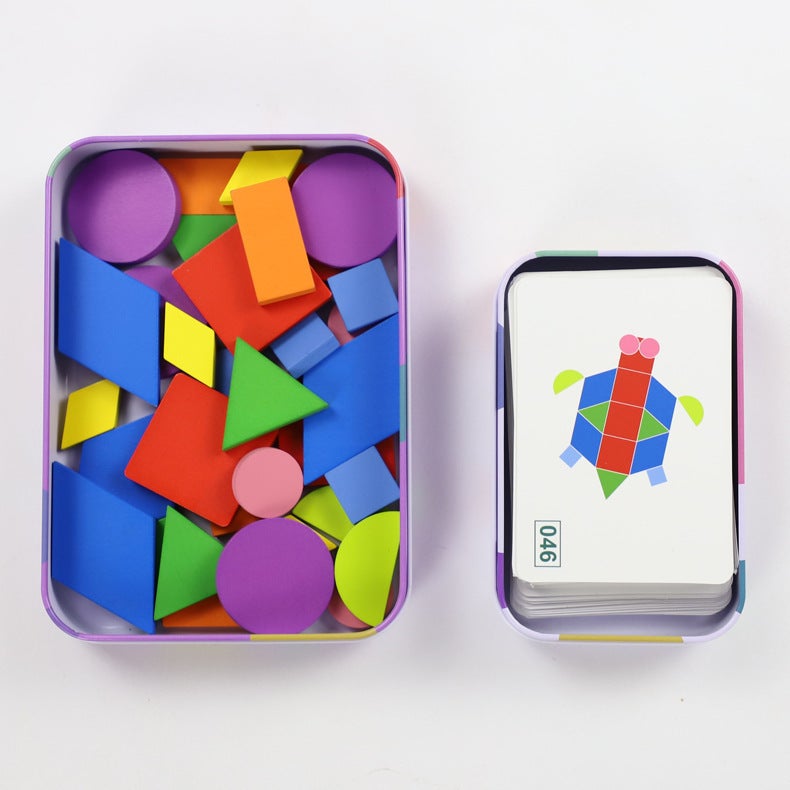 Geometric Shape Puzzle Kindergarten Intelligence Jigsaw Puzzle Iron Box Animal Shape Puzzle Wooden Children'S Toys - Image 3