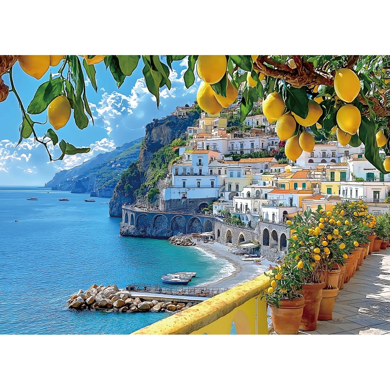 MINIWAN 500 Piece Amalfi Coast Puzzle Premium Jigsaw Puzzle for Adults Rustic Style 23 x 15 Inches - Image 2