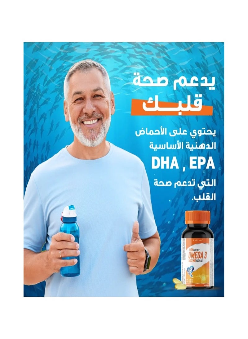 هوليستا، أوميغا 3 عالي الفعالية - 1425 ملجم زيت سمك - 80 كبسولة هلامية - Image 2